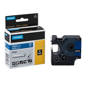 Beschriftungsband RHINO 1805417, 19 mm weiß auf blau