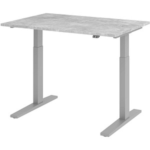 HAMMERBACHER XMKA12 elektrisch höhenverstellbarer Schreibtisch beton rechteckig, C-Fuß-Gestell silber 120,0 x 80,0 cm