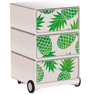 PAPERFLOW easyBox Tropical Rollcontainer weiß, bunt 4 Auszüge 39,0 x 43,6 x 64,2 cm