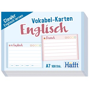 4029357096487 - Karteikarten Vokabel-Karten Englisch DIN A7 blau rosa liniert 100 St