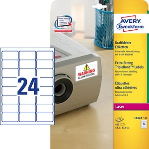 480 AVERY Zweckform Folien-Kraftklebe-Etiketten L6141-20 weiß
