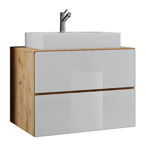 VCM my bath Badmöbel-Set Lendas S 915286 honig-eiche, weiß 81,0 x 46,0 x 69,0 cm