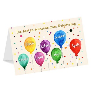 LUMA Geburtstagskarte Bunte Luftballons LU2879 DIN B6, 1 St.