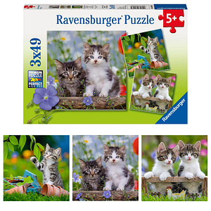 4005556080465 - Ravensburger Puzzle - Ravensburger Kinderpuzzle - 08046 Süße Samtpfötchen - Puzzle für Kinder ab 5 Jahren mit 3x49 Teilen