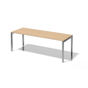 BISLEY Cito höhenverstellbarer Schreibtisch ahorn, silber rechteckig, 4-Fuß-Gestell silber 220,0 x 80,0 cm