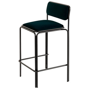3660141959420 - Meet by Paperflow Barhocker Bistro Stahl mit Samtbezug Sitzhöhe 850 mm mit Rückenlehne B 485 x T 435 x H 1060 mm 2 Stück schwarz