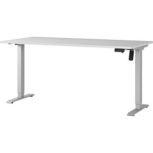 GERMANIA Boras höhenverstellbarer Schreibtisch lichtgrau rechteckig, T-Fuß-Gestell silber 160,0 x 80,0 cm