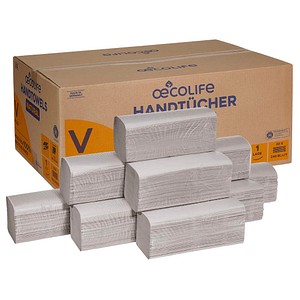 oecolife Papierhandtücher 4801200 NATURAL Zick-Zack-Falzung 1-lagig 4.800 Tücher