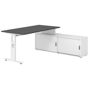 4032062331477 - OSE16SB höhenverstellbarer Schreibtisch grafit rechteckig T-Fuß-Gestell weiß 1600 x 800 cm 4032062331477 - OSE16SB höhenverstellbarer Schreibtisch grafit rechteckig T-Fuß-Gestell weiß 1600 x 800 cm