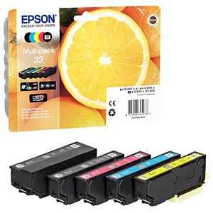 büroshop24 gelb, EPSON >> Druckerpatronen, Foto / schwarz T3337 33 magenta, schwarz, cyan, 5er-Set