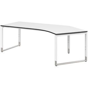 4059484224774 - röhr Imperia höhenverstellbarer Schreibtisch weiß Bogenform Kufen-Gestell weiß 2170 x 1140 cm