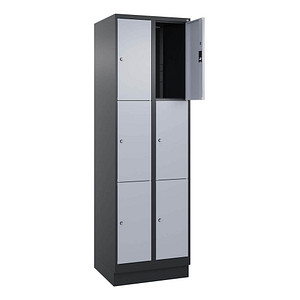 CP Schließfachschrank Classic PLUS schwarzgrau, weißaluminium 080020-203 S10013, 6 Schließfächer 60,0 x 50,0 x 195,0 cm