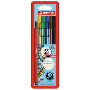 STABILO pen 68 Filzstifte farbsortiert, 6 St.