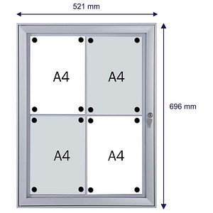 4016946223775 - Schaukasten Security 4 x A4 schwer entflammbar Metallrückwand weiß silber magnetisch 4016946223775 Franken