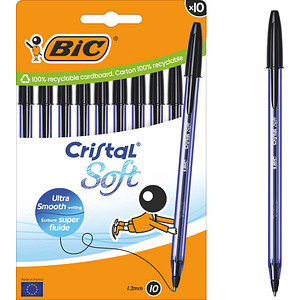 3086123734807 - BIC Kugelschreiber Cristal Soft transparent Schreibfarbe schwarz 10 St