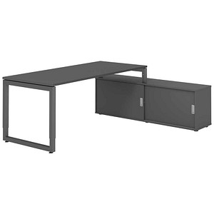 4032062332931 - Schreibtischkombination RSE19 höhenverstellbar 72-81cm (H) 160x80cm (BxT) rechteckig graphit   graphit 4032062332931 Hammerb