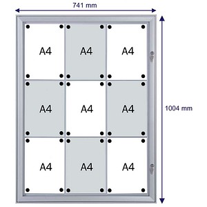 4016946223799 - Schaukasten Security 9 x A4 schwer entflammbar Metallrückwand weiß silber magnetisch 4016946223799 Franken