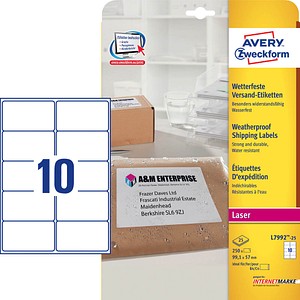 250 AVERY Zweckform Folien-Versandetiketten L7992-25 weiß