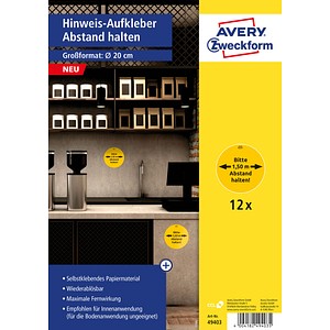 12 AVERY Zweckform Hinweisaufkleber-Set Abstand halten Set