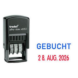 trodat Datumstempel mit Text "Gebucht" printy-dater 4850/L selbstfärbend blau rot, 1 St.