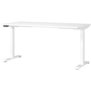 GERMANIA Mailand höhenverstellbarer Schreibtisch weiß rechteckig, T-Fuß-Gestell weiß 160,0 x 80,0 cm