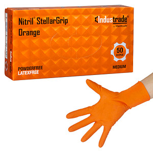 Industrade® unisex Einmalhandschuhe Nitril® StellarGrip Orange orange Größe M 50 St.