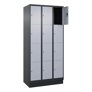 4068427573961 - Schließfachschrank Classic PLUS schwarzgrau weißaluminium 080020-304 S10013 4 Schließfächer 900 x 500 x 1850 cm 40684275739