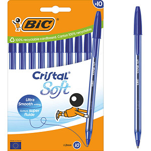 BIC Kugelschreiber Cristal Soft transparent Schreibfarbe blau, 10 St.