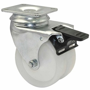 4001073007244 - Apparate-Doppel-Lenkrollen ECO Rad-Ø 75 mm VE 4 Stk Lenkrolle mit Feststeller Wagner