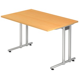 HAMMERBACHER NS12 Schreibtisch buche rechteckig, C-Fuß-Gestell silber 120,0 x 80,0 cm