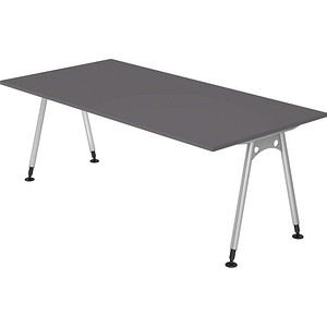 4032062321799 - AS2E höhenverstellbarer Schreibtisch grafit rechteckig A-Fuß-Gestell silber 2000 x 1000 cm