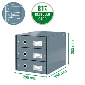 4002432103904 - Schubladenbox Click&Store 6048-00-36 blau blau metallic 3 Schubladen geschlossen 4002432103904 Leitz