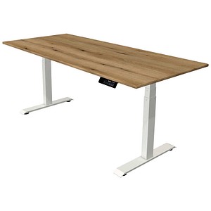 Kerkmann Move 1 stable elektrisch höhenverstellbarer Schreibtisch asteiche rechteckig, T-Fuß-Gestell weiß 180,0 x 80,0 cm