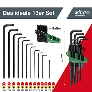 WIHA 366-SZ13 - Stiftschlüsselsatz, Torx, T5-T50, 13-teilig
