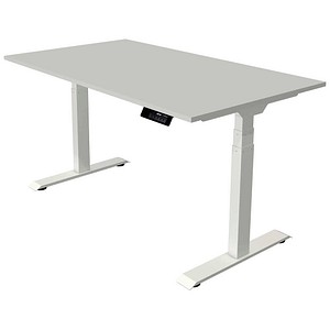 Kerkmann Move 1 stable elektrisch höhenverstellbarer Schreibtisch lichtgrau rechteckig, T-Fuß-Gestell weiß 140,0 x 80,0 cm