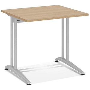 HAMMERBACHER Altus Schreibtisch eiche quadratisch, C-Fuß-Gestell silber 80,0 x 80,0 cm