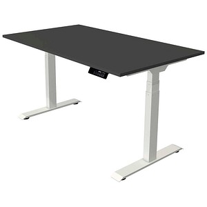Kerkmann Move 1 stable elektrisch höhenverstellbarer Schreibtisch anthrazit rechteckig, T-Fuß-Gestell weiß 140,0 x 80,0 cm