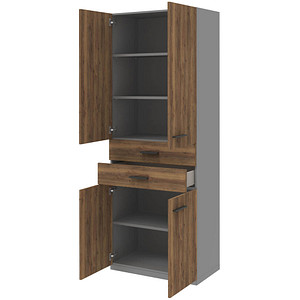 4059484223876 - röhr Aktenschrank quantum 180 D66 6120-85-R1 grau eiche 3 Fachböden 800 x 419 x 2205 cm