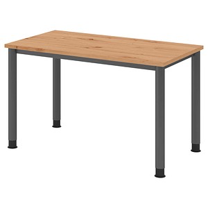HAMMERBACHER HS612 Schreibtisch asteiche rechteckig, 4-Fuß-Gestell grau 120,0 x 67,2 cm