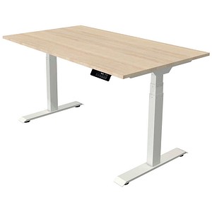 Kerkmann Move 1 stable elektrisch höhenverstellbarer Schreibtisch ahorn rechteckig, T-Fuß-Gestell weiß 140,0 x 80,0 cm