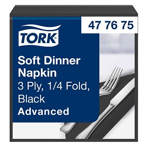 TORK Servietten Soft Dinner Advanced schwarz 3-lagig 39,0 x 39,5 cm, 100 St.