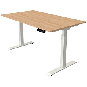 Kerkmann Move 1 stable elektrisch höhenverstellbarer Schreibtisch eiche hell rechteckig, T-Fuß-Gestell weiß 140,0 x 80,0 cm