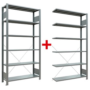 SCHULTE Weitspannregal-Set Multiplus 6 OH 17725+17728 silber 200,0 x 30,0 x 200,0 cm