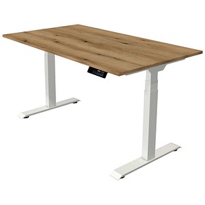 Kerkmann Move 1 stable elektrisch höhenverstellbarer Schreibtisch asteiche rechteckig, T-Fuß-Gestell weiß 140,0 x 80,0 cm