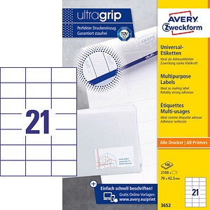 2.100 AVERY Zweckform Etiketten 3652 weiß