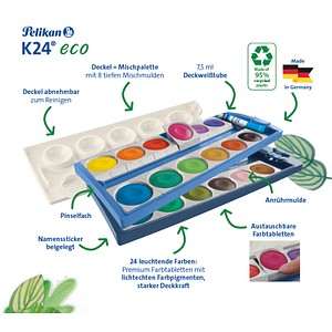4012700701305 - Pelikan Deckfarbkasten K24 eco inkl Deckweiß 24 Farben