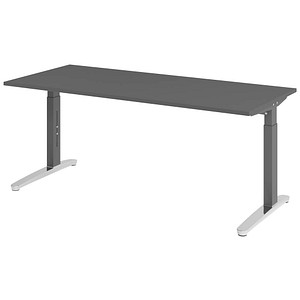 HAMMERBACHER VXB019 höhenverstellbarer Schreibtisch grafit rechteckig, C-Fuß-Gestell grau 180,0 x 80,0 cm