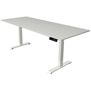 Kerkmann Move 1 stable elektrisch höhenverstellbarer Schreibtisch lichtgrau rechteckig, T-Fuß-Gestell weiß 200,0 x 80,0 cm