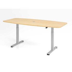HAMMERBACHER Konferenztisch XMST22 Tonnentisch Buche H verstellbar Silber 220cm