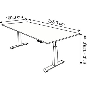 4044917445512 - Move 4 elektrisch höhenverstellbarer Schreibtisch anthrazit rechteckig T-Fuß-Gestell silber 2250 x 1000 cm 4044917445512 Kerk 4044917445512 - Move 4 elektrisch höhenverstellbarer Schreibtisch anthrazit rechteckig T-Fuß-Gestell silber 2250 x 1000 cm 4044917445512 Kerk